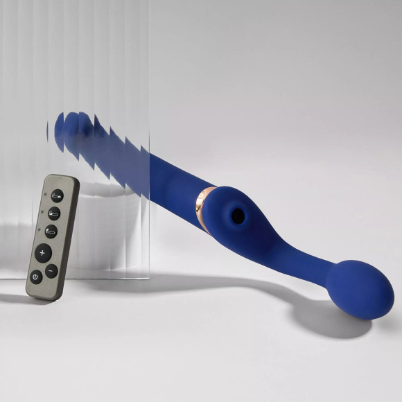 Синий безремневой страпон Multi Orgasm Bendable Strap-On size L с клиторальной стимуляцией Синий безремневой страпон Multi Orgasm Bendable Strap-On size L с клиторальной стимуляцией