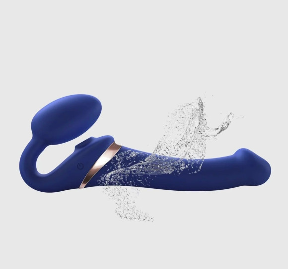 Синий безремневой страпон Multi Orgasm Bendable Strap-On size L с клиторальной стимуляцией Синий безремневой страпон Multi Orgasm Bendable Strap-On size L с клиторальной стимуляцией