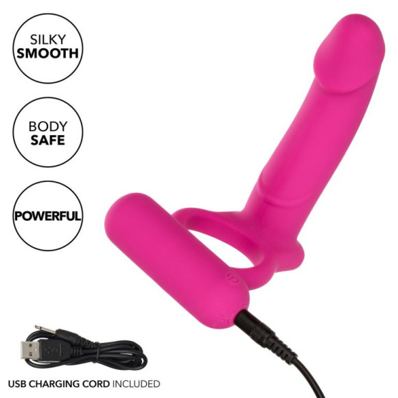 Розовая насадка для двойного проникновения Silicone Rechargeable Double Diver Розовая насадка для двойного проникновения Silicone Rechargeable Double Diver