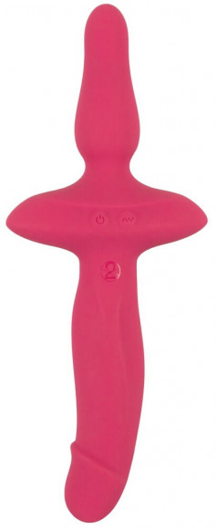 Розовый двусторонний вибратор 2in1 Vibrator & Butt Plug Розовый двусторонний вибратор 2in1 Vibrator & Butt Plug