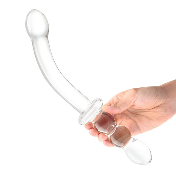 Прозрачный ребристый двусторонний стимулятор Ribbed G-Spot - 20 см. Прозрачный ребристый двусторонний стимулятор Ribbed G-Spot - 20 см.